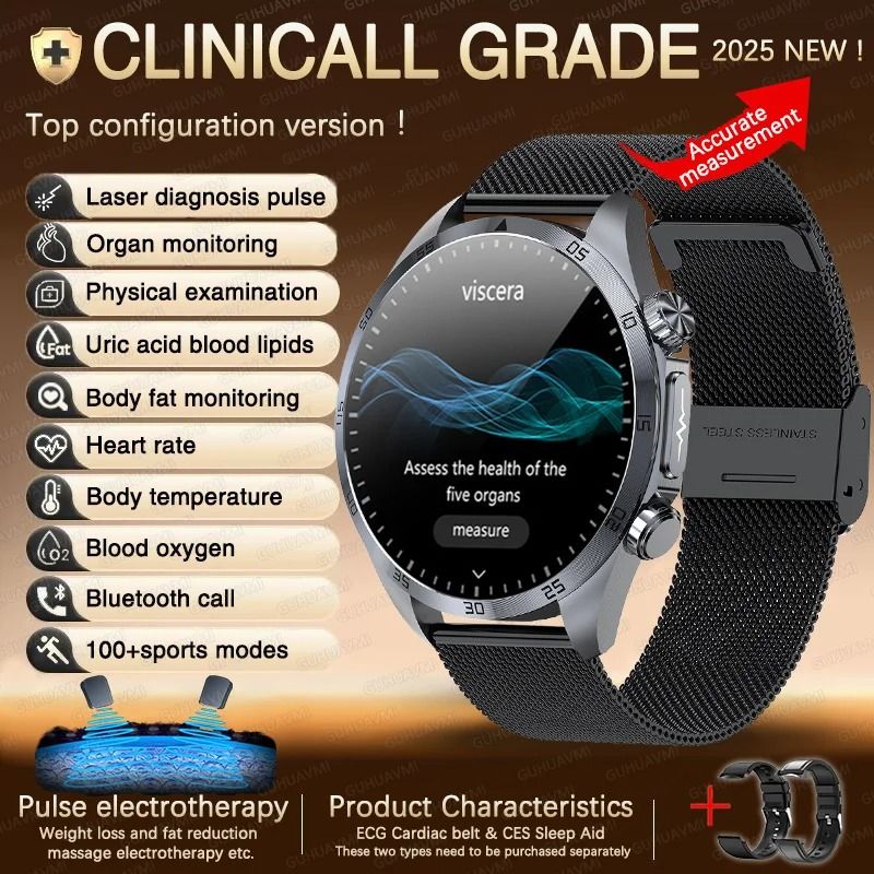 2026 Pulse Elite ECG+PPG Smartwatch | Metabolic Health & Body Fat Tracker | Executive Uric Acid & Blood Lipid System
