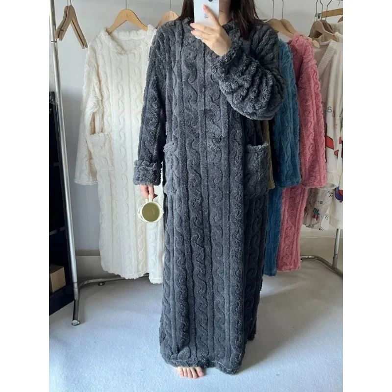 Women's Thickened Winter Coral Velvet Sleeping Gown