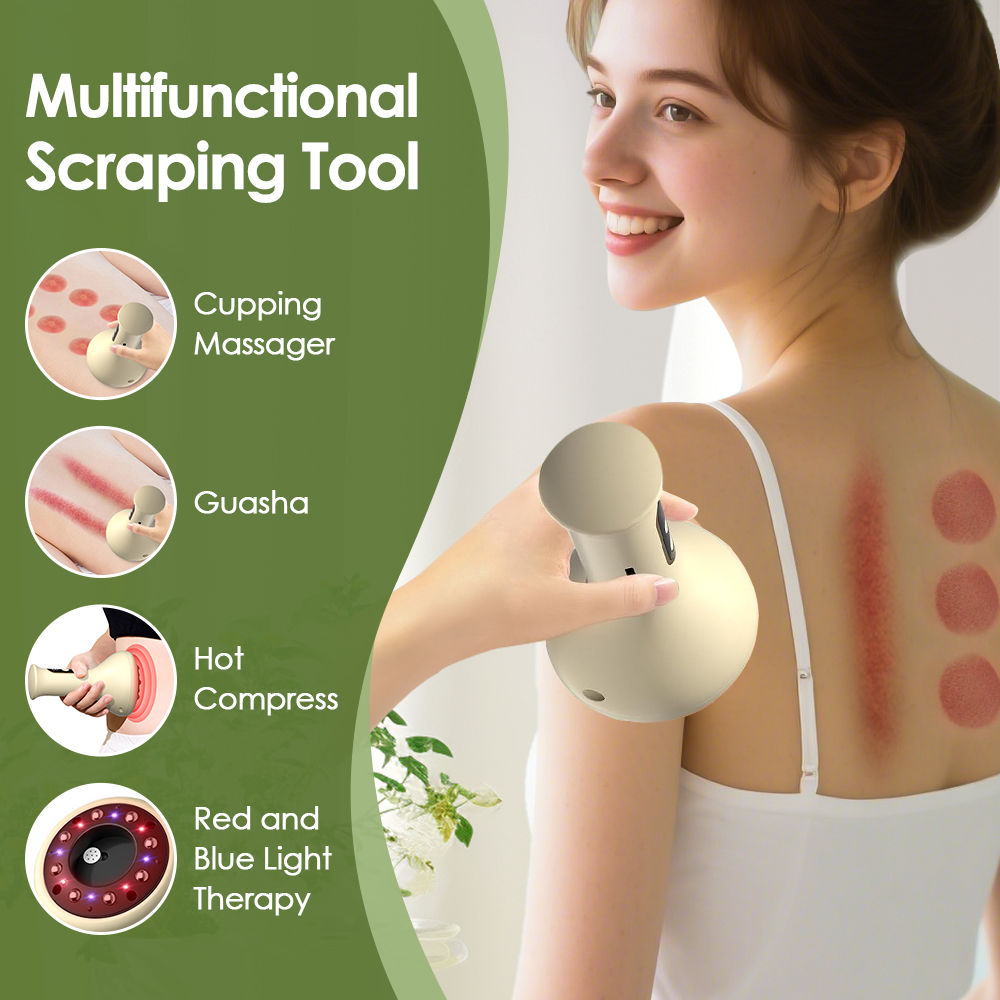 Handheld Electric Abdominal Massager, Hot Compress Therapy, Adjustable Guasha Cupping, Arm and Leg Massage