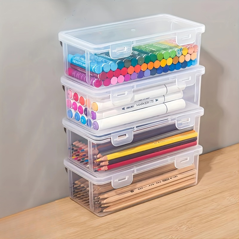 Pencil Case Box for Students, Transparent Plastic Pencil Box, Storage Case for Pencil Sundries