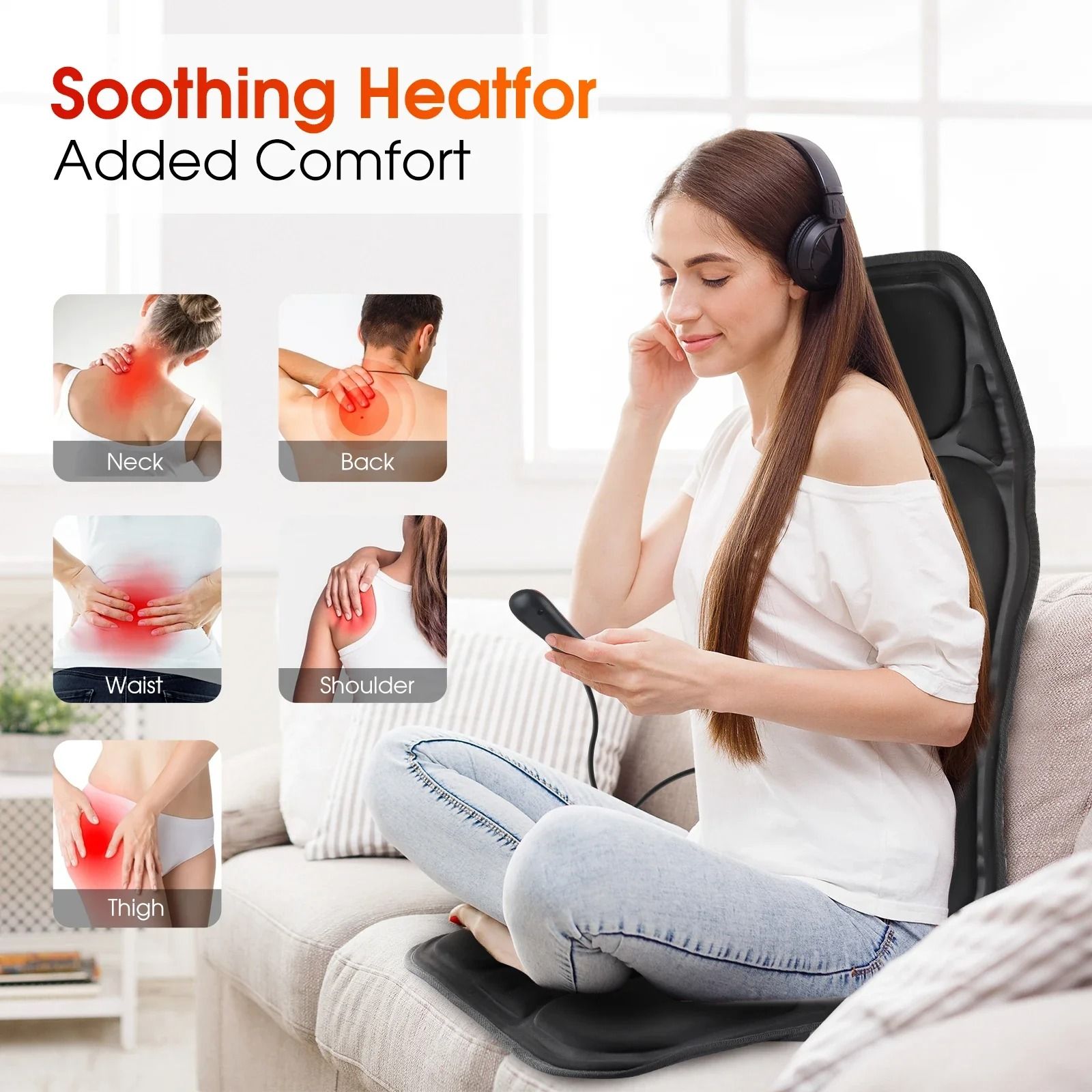 Electric Back Massager Cushion with Infrared Heating and Vibration