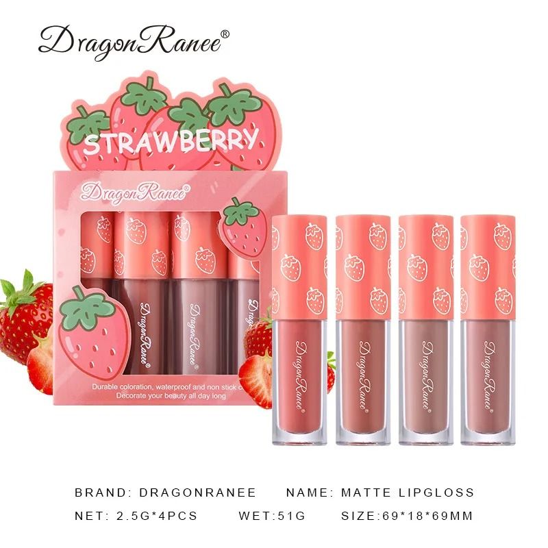 Mini Velvet Matte Lip Gloss Set Long-Lasting Fruit Scented Lip Tint