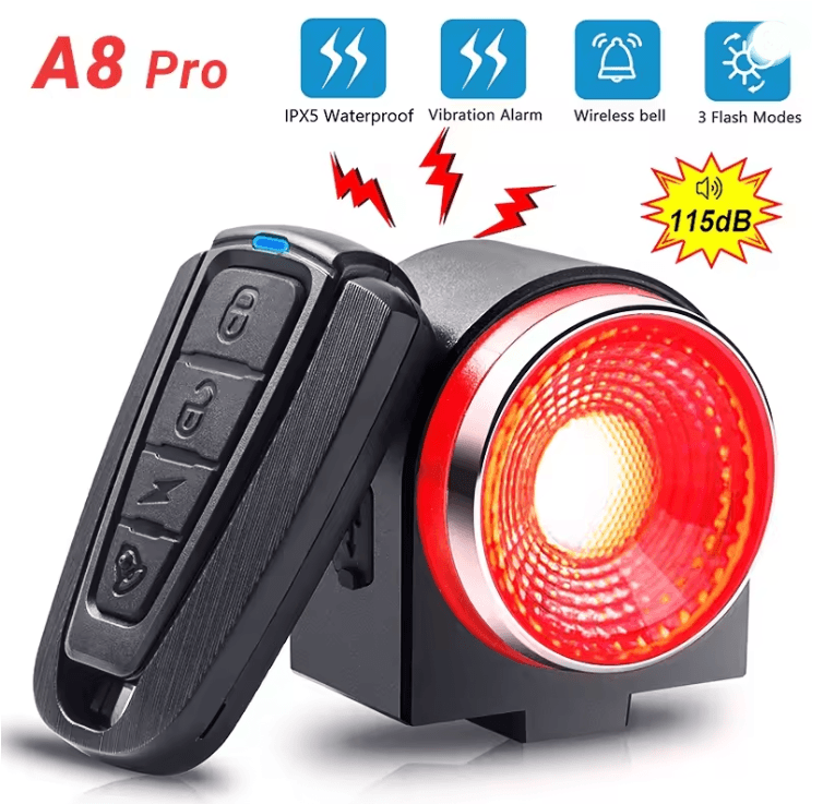 GuardianRide Pro Bicycle Rear Light with Alarm and Wireless Control