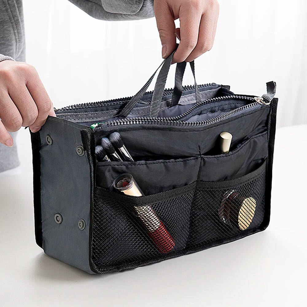 Large Capacity Makeup Bag with Double Zipper Travel Organizer
