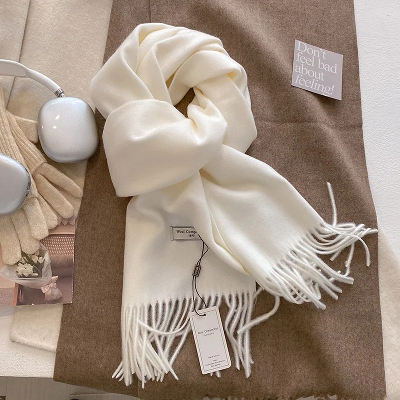 Luxury Winter Wool Blend Pashmina Scarf – Thick Cashmere-Feel Women's Shawl & Wrap 2024