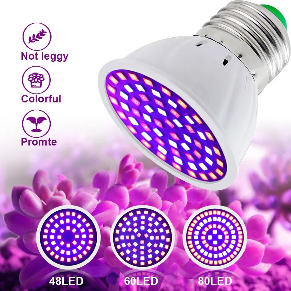 Full Spectrum LED Grow Bulb for Indoor Plants E27 60 and 80 LED Options