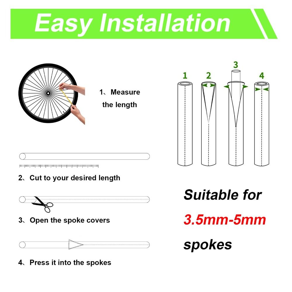 Durable Bike Spoke Covers, Skins Universal Colorful Spoke Sleeve for Wheel Decoration