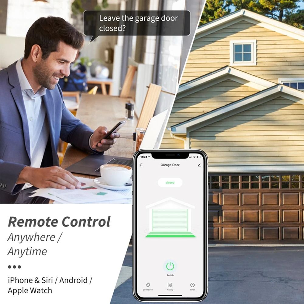 WG01 Tuya Smart Garage Door Opener WiFi Controller Compatible with Alexa and Google Assistant