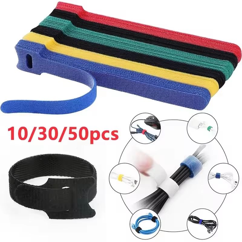 Reusable Hook and Loop Cable Straps for Cord and Wire Organization