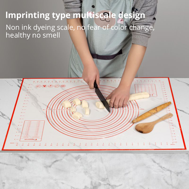 Red/Black Silicone Pastry Pad – Non-Slip, Heat-Resistant Dough Making Mat for Pastry and Pasta