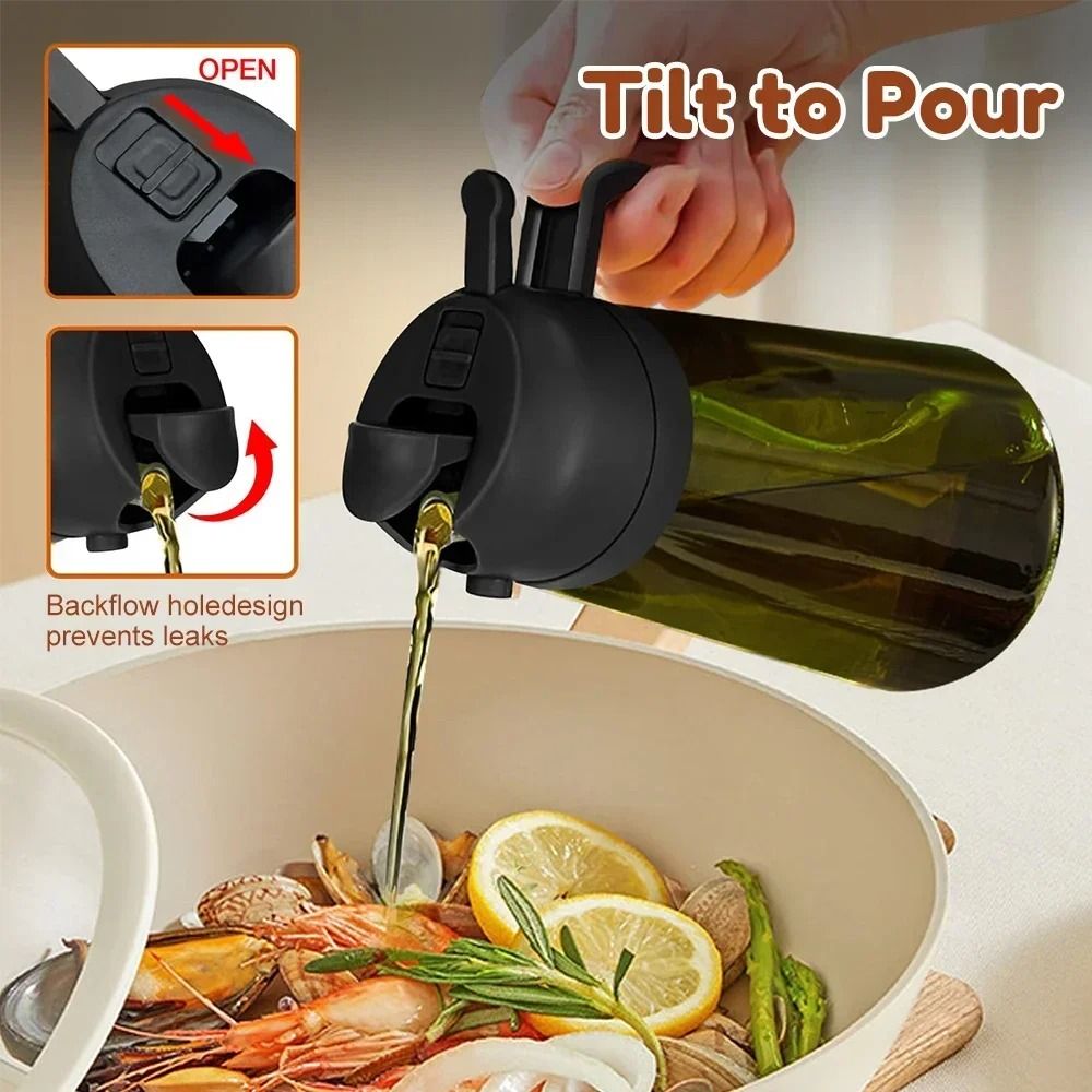 Dark Glass Olive Oil Sprayer and Dispenser Bottle
