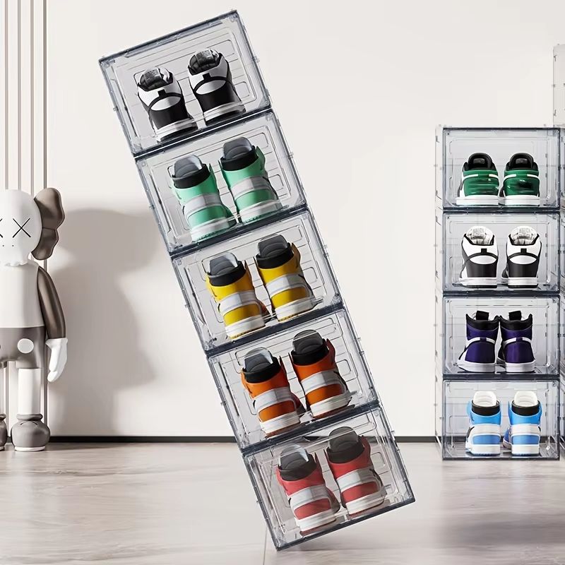 Thickened Transparent Shoe Storage Box Stackable Dustproof Shoe Rack for Home