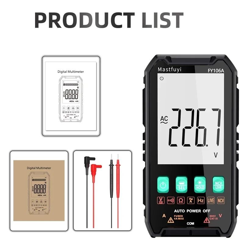MASTFUYI Mini Digital Multimeter Smart Electrician Tester