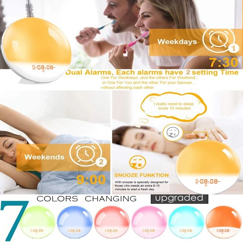 Wake Up Light Alarm Clock with Sunrise and Sunset Simulation