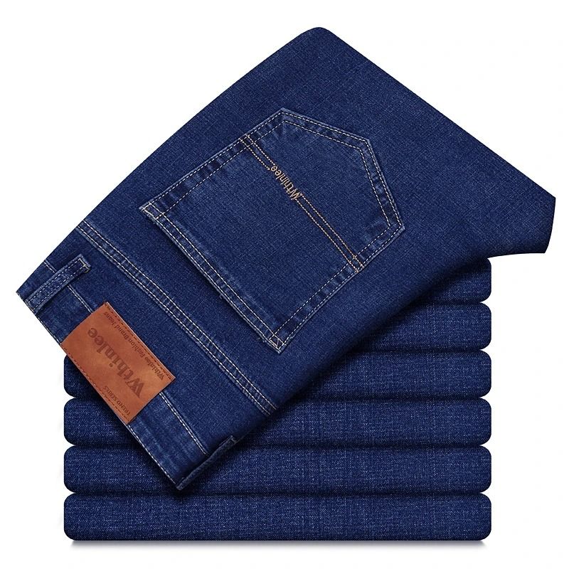 Wthinlee New Business Mens Jeans Casual Straight Stretch Denim Trousers
