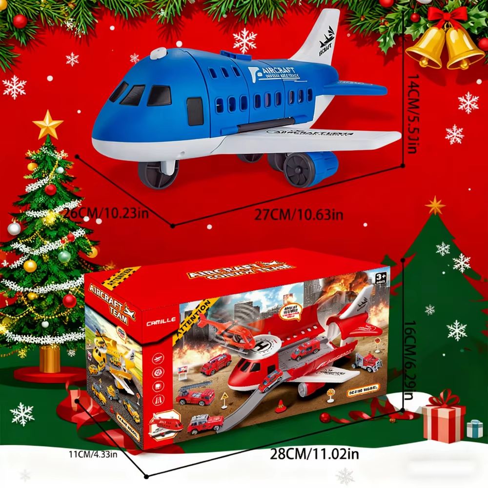 3-in-1 Transforming Plane Toy with Storage for Cars and Mini Plane