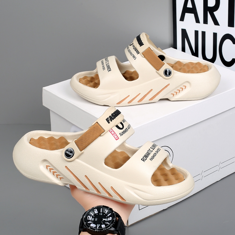 Mens Summer Casual Slides, Comfortable Beach Sandals, Outdoor Massage Slippers, Clogs for Men, Indoor Shoes