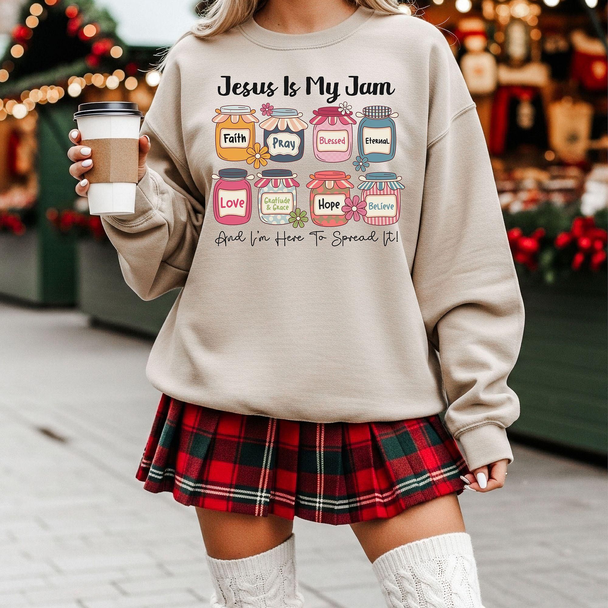 Jesus Is My Jam Christmas Sweatshirt, Faith Christian Sweatshirt, Religious Holiday Crewneck, Blessed Cozy