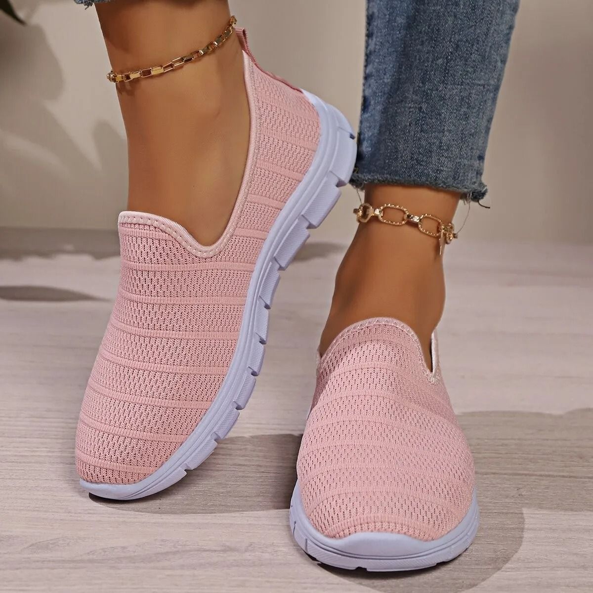 Womens Slip On Mesh Sneakers Summer Casual Lightweight Walking Loafers with Soft Sole and Breathable Design
