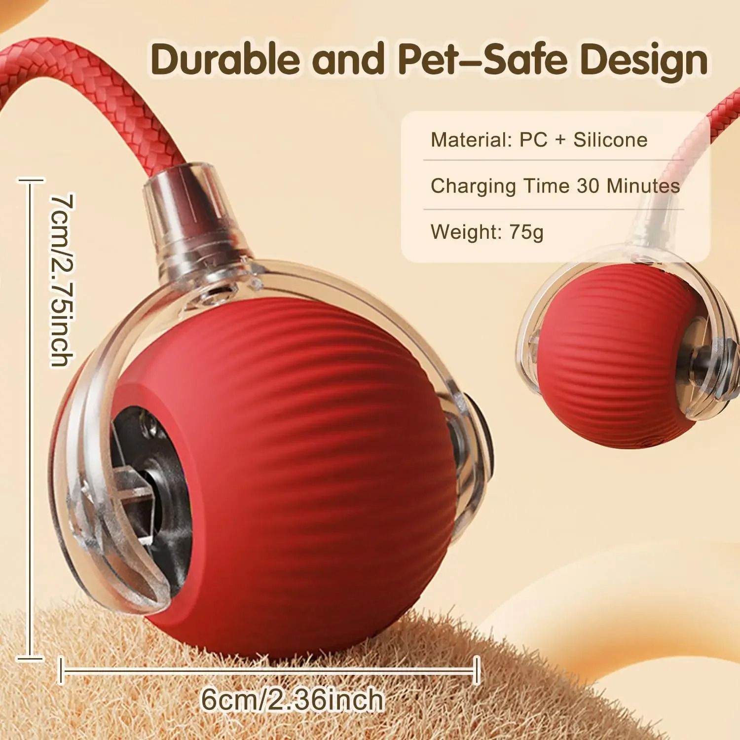 Smart Interactive Rolling Pet Ball with Tail