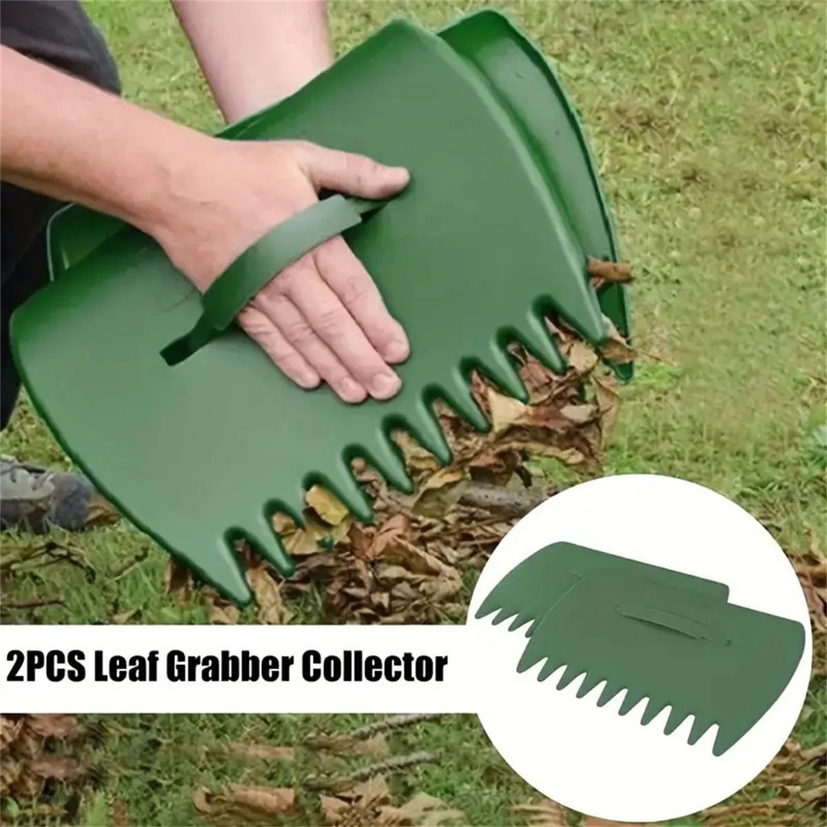 2-Piece Outdoor Leaf Grabbers – Ergonomic Plastic Garden Rake for Collecting Fallen Leaves