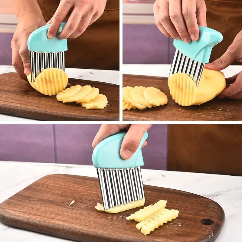 Premium Stainless Steel Wavy Potato Cutter and French Fries Slicer Set