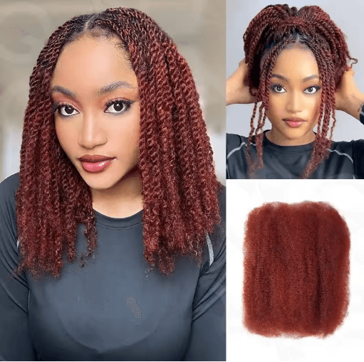 Black Pearl Top Peruvian Kinky Curly Mini Twist Bulk Human Hair, 50g Remy Bundles