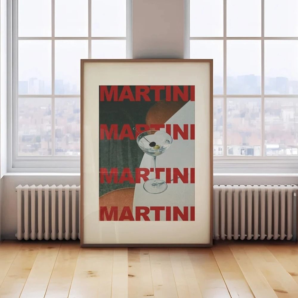 Modern Retro Martini Cocktail Canvas Wall Decoration