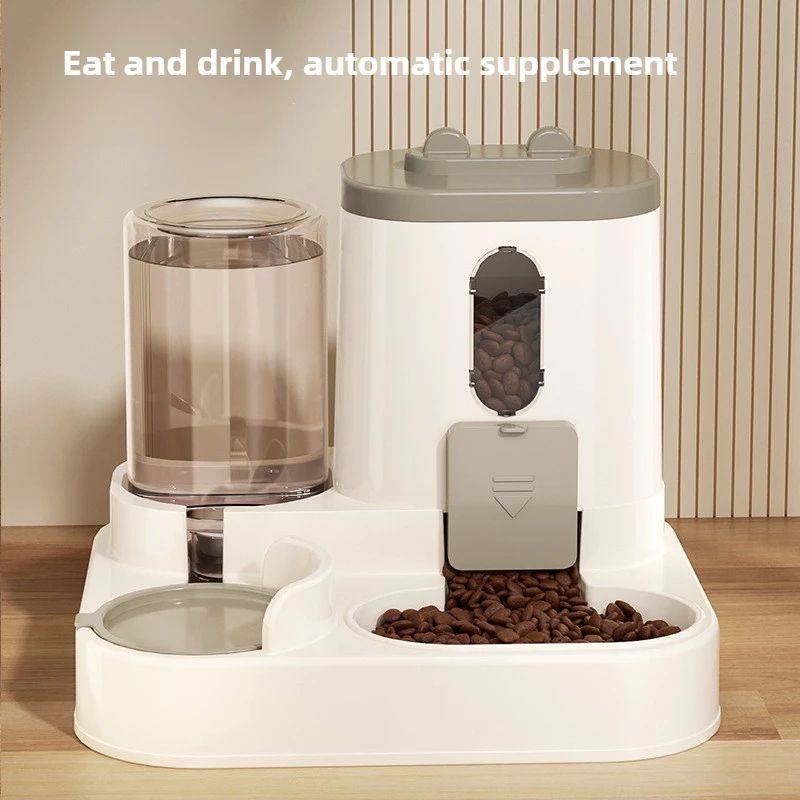 Automatic Dog Cat Feeder and Water Dispenser Set – Gravity Food Feeder and Waterer with Pet Food Bowl