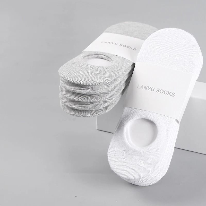 Mens Invisible Cotton Boat Socks 5 Pair Set