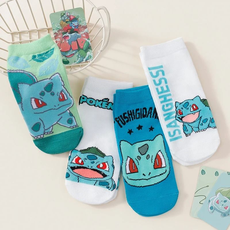 Cute Cartoon Plant Style Ankle Socks for Women 4 Pair Set