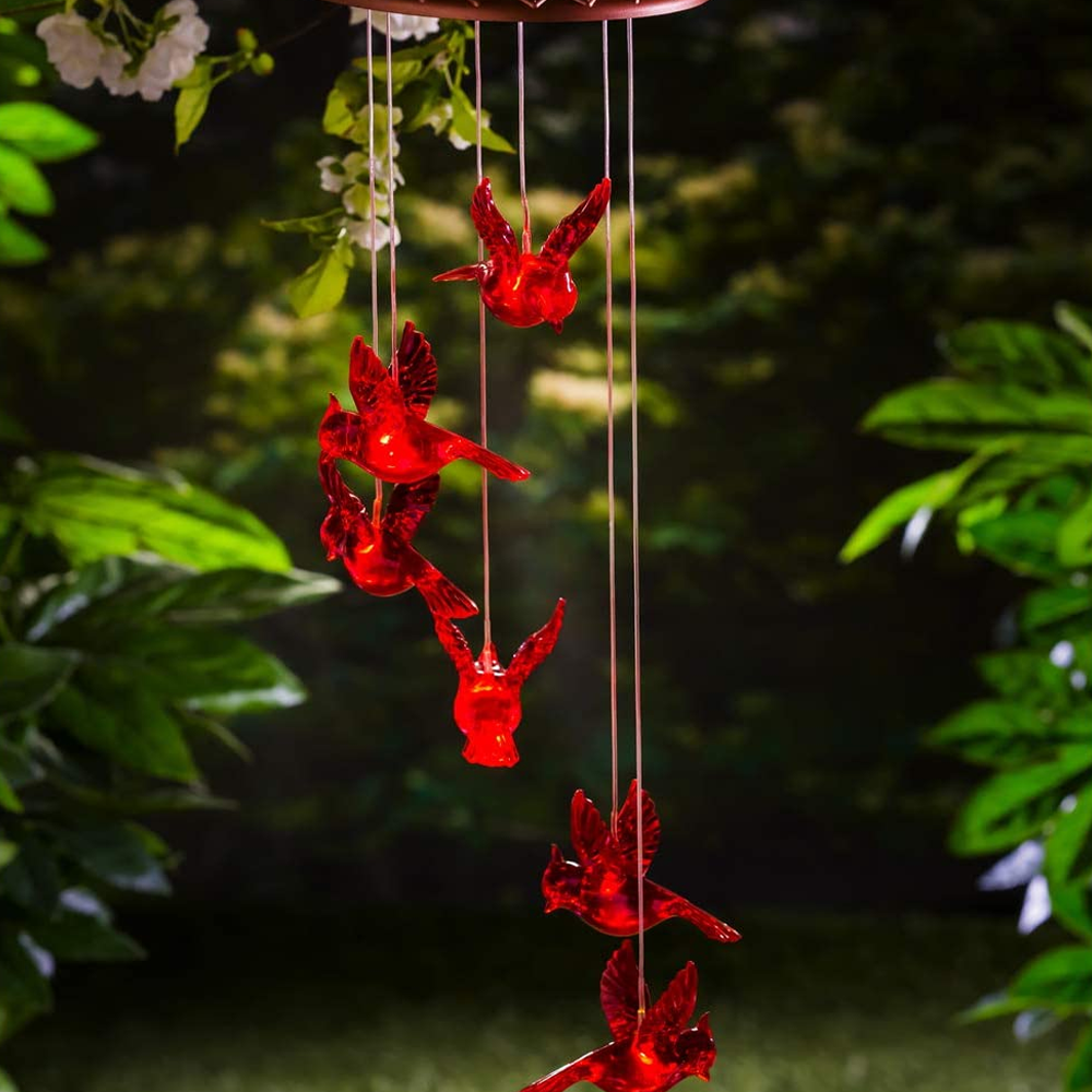 Solar Powered Cardinal Wind Chimes