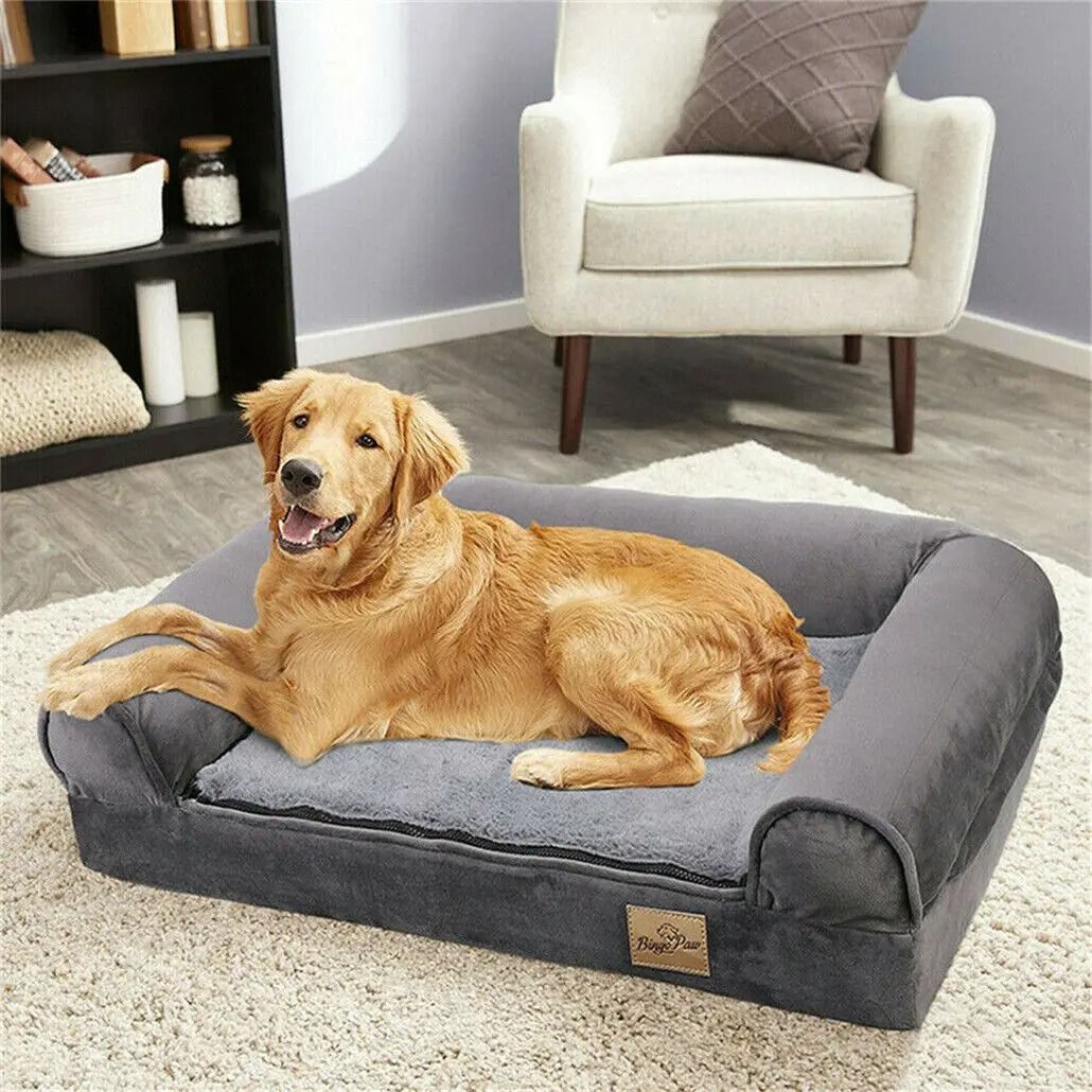 Orthopedic Dog Bed with Bolster Support and Washable Cover for Large Pets