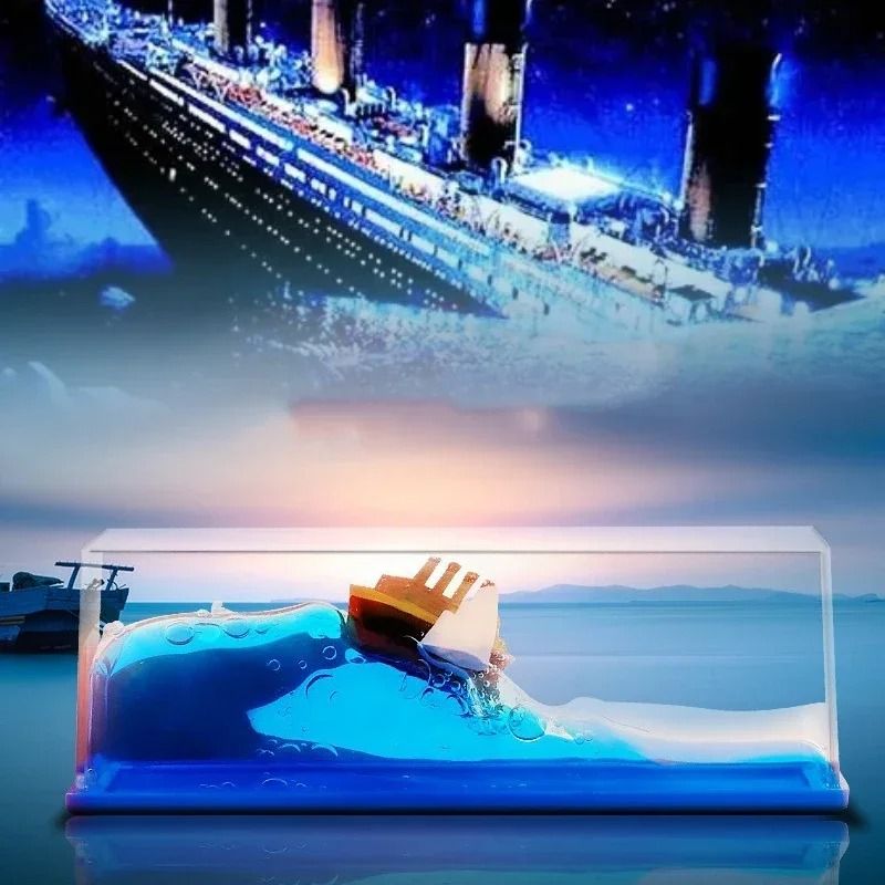 Floating Titanic and Black Pearl Ship Liquid Drift Bottle Desk and Home Decoration