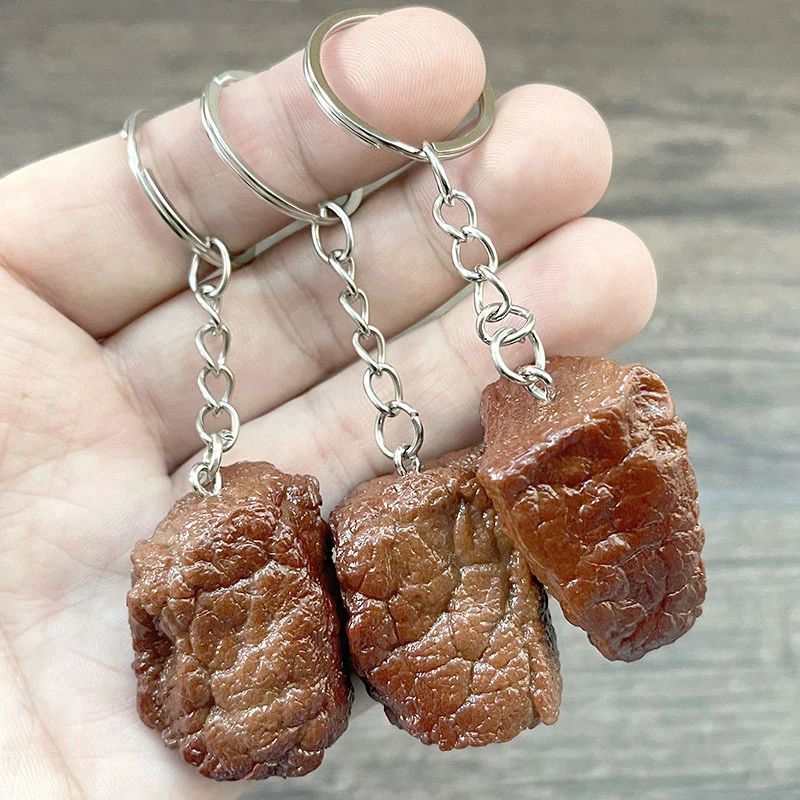 Simulation Beef Cube Keychain