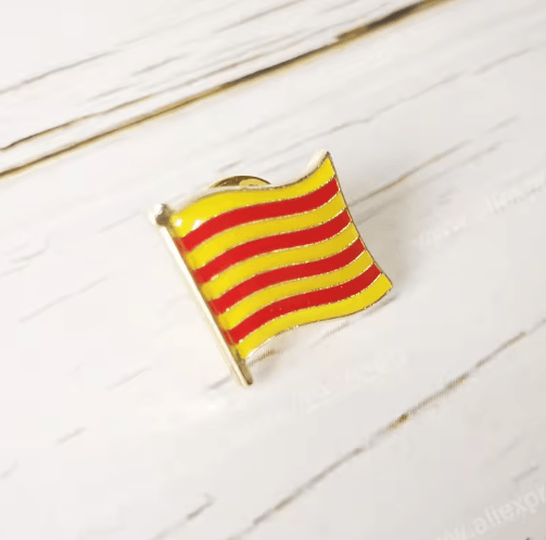 Catalonia Flag Enamel Lapel Pin Crystal Epoxy Badge