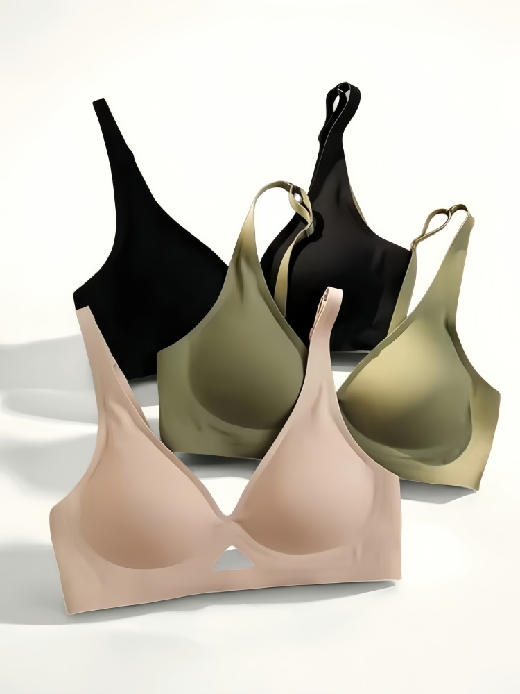 Seamless Bras for Women, Push Up Bra with Pads, U-back Non-wire Brasiere, Invisible Underwear, V-neck Sexy Lingerie