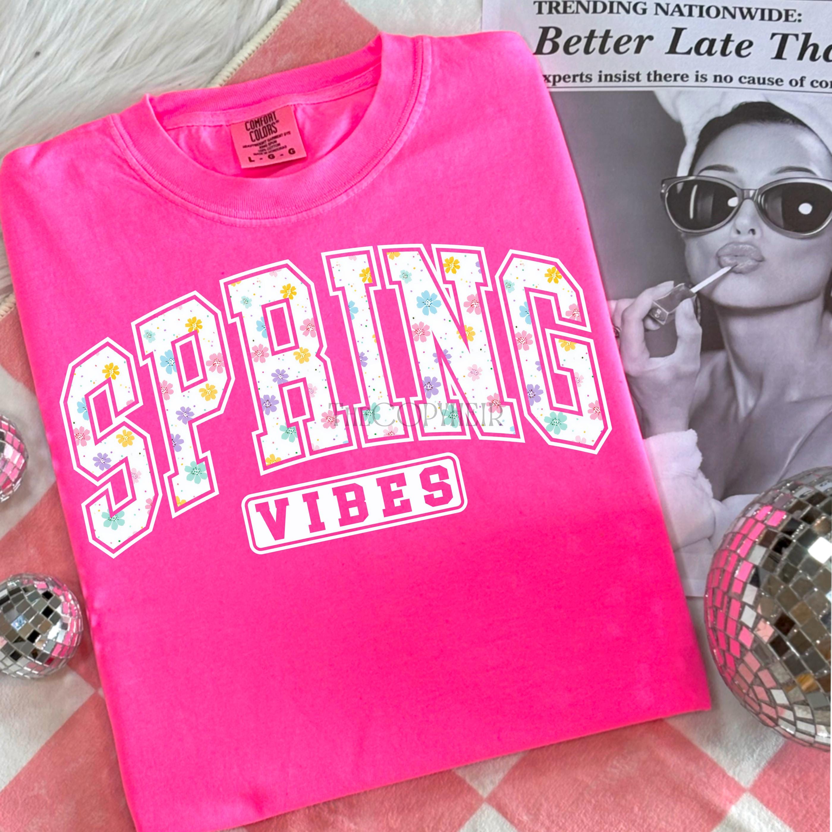 Spring Vibes Floral Varsity T-Shirt