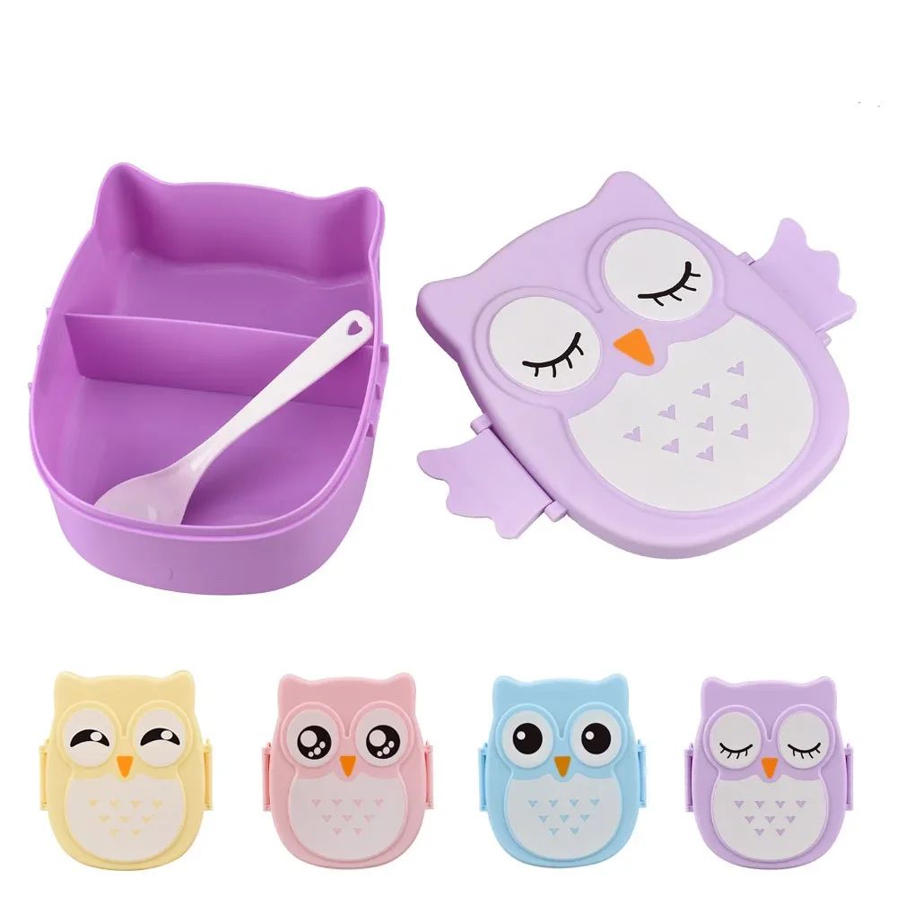 Cartoon Owl Kids Lunch Box Bento – Microwave Safe Cute School Food Container