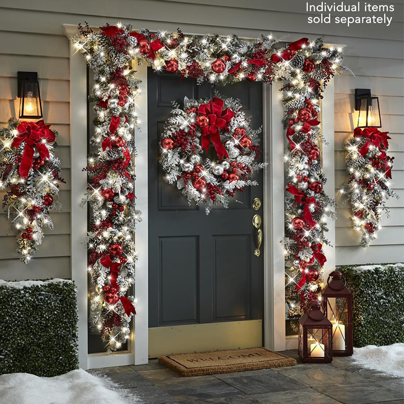 Christmas Wreath & Door Garland Decor for a Cozy, Welcoming Holiday Entrance