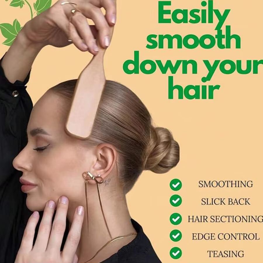 Boar Bristle Slick Back Hair Brush – Sleek Ponytail & Bun Styling Tool for Smoothing Baby Hairs, Flyaways, and Edge Cont