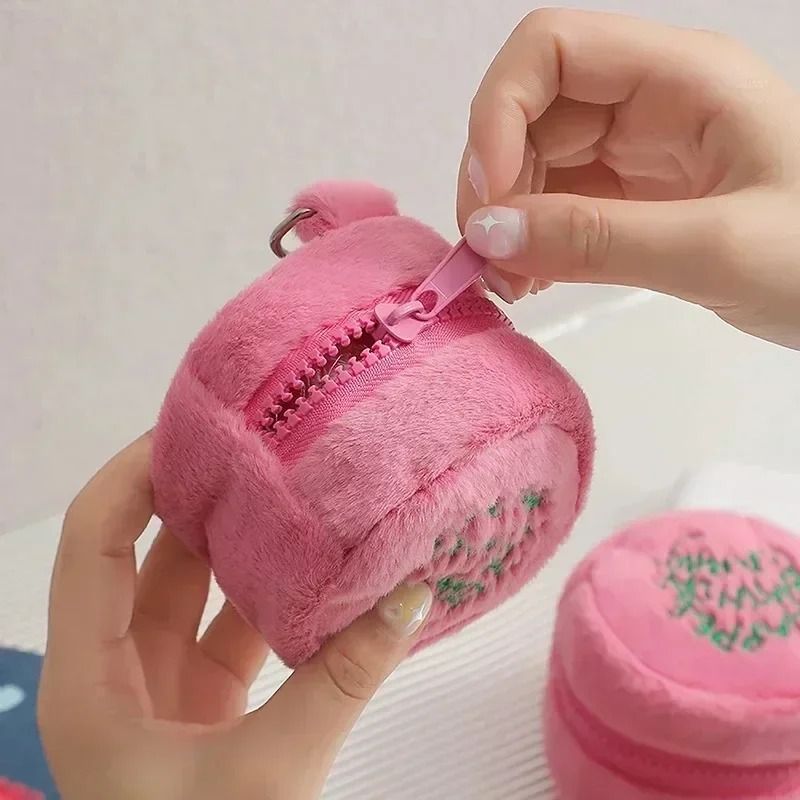 Pink Mini Plush Coin & Earphone Purse