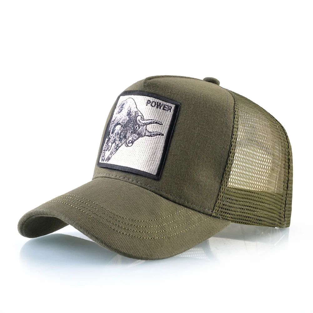 Embroidered Bull Patch Mesh Trucker Cap – Hip Hop Snapback Baseball Hat