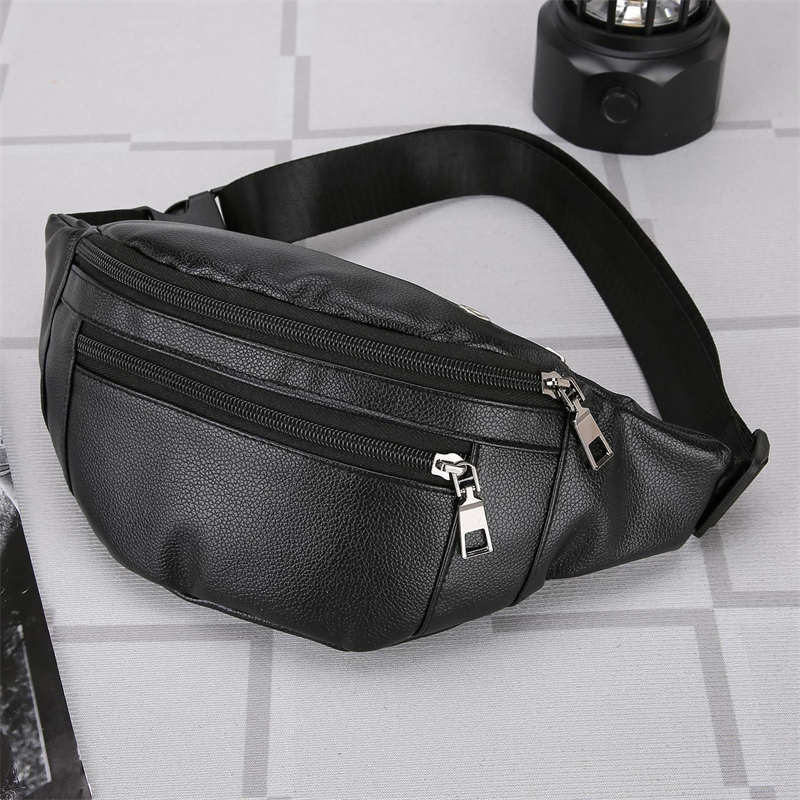 Fashionable PU leather Mens Chest Pack Shoulder Bag Small Crossbody Messenger Bag