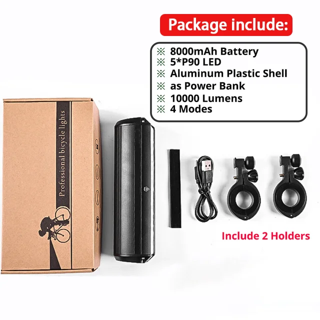 Bicycle Front Light Waterproof USB Charging MTB Bike Light