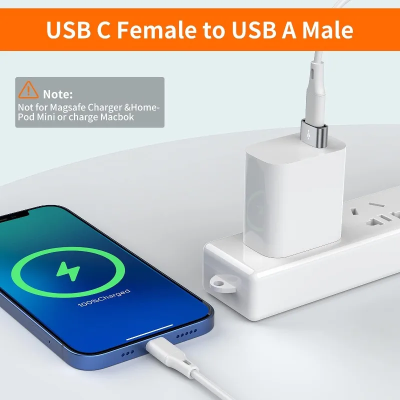 USB C Female to USB Male Adapter, Type C to USB A Charger Cable Converter