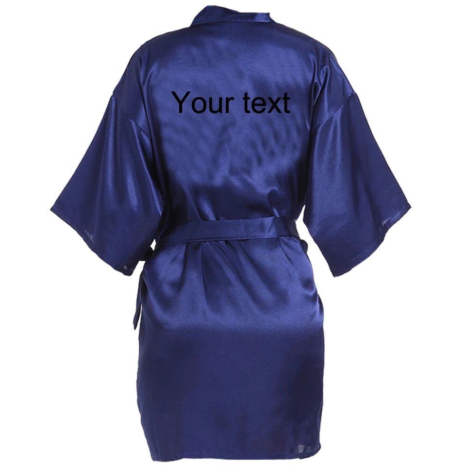 Personalized Faux Silk Bridal Robe with Custom Name & Date – Elegant Bride & Bridesmaid Getting Ready Robe