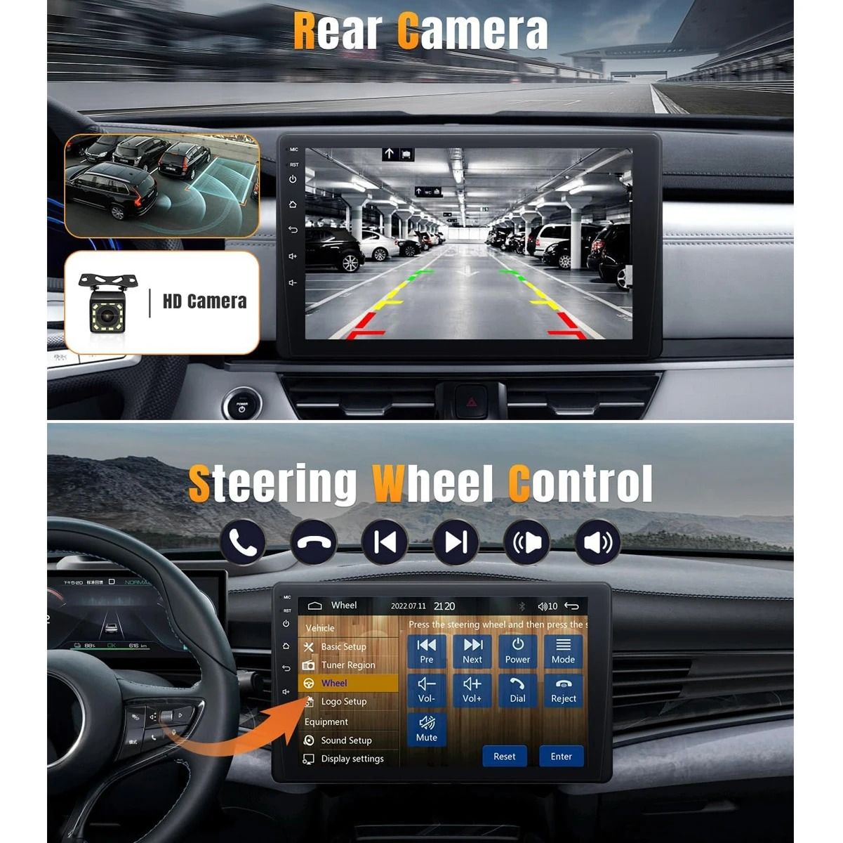 9 Inch Single Din Car Stereo HD Touch Screen with Carplay Android Auto Bluetooth Backup Camera and Navigation
