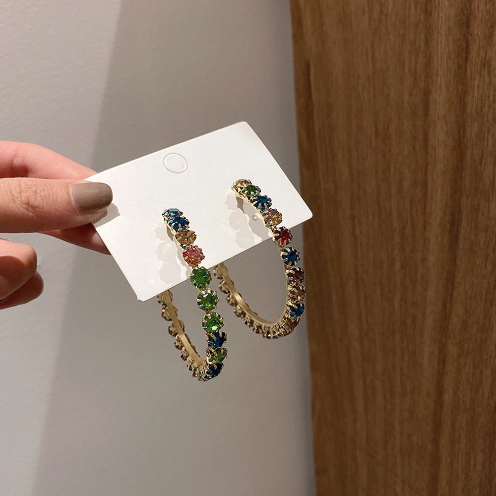 Beaded Rainbow Hoop Earrings