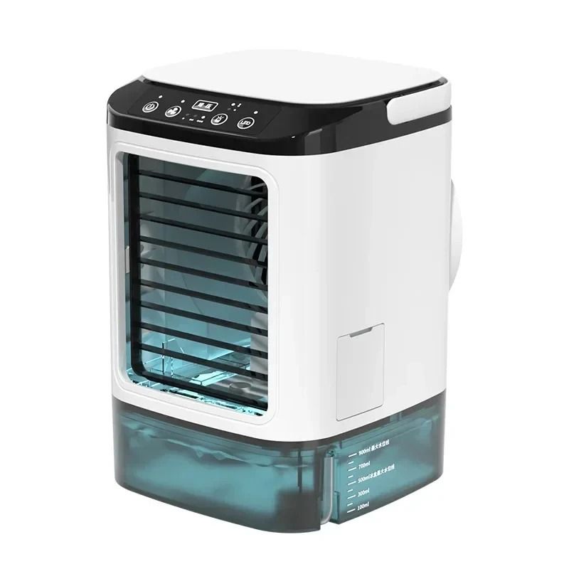 HOMEFISH Portable Air Cooler Fan Desktop Ultrasonic Mist Cooling Fan with Dual Spray 3 Speed and Night Light